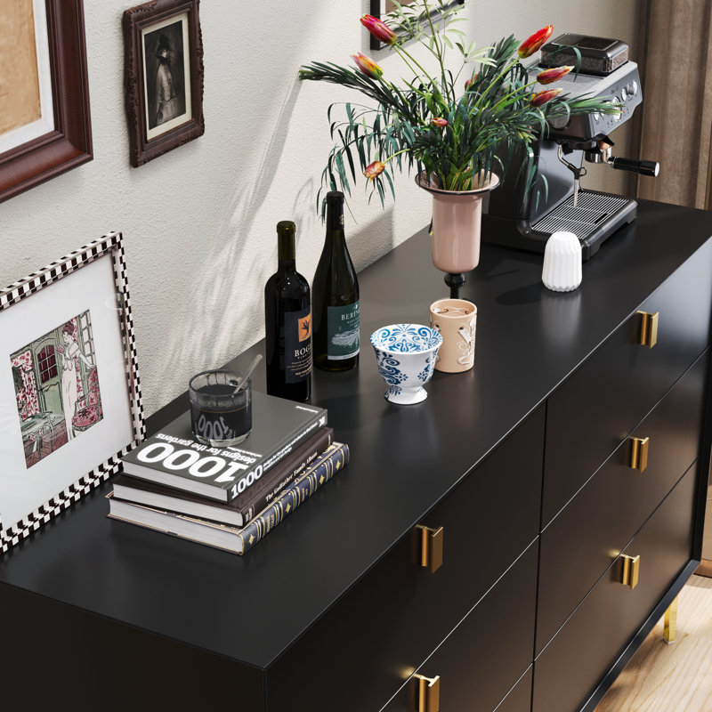 Mercer41 6 Drawer Modern Dresser With Metal Legs Wayfair Dressers Chests